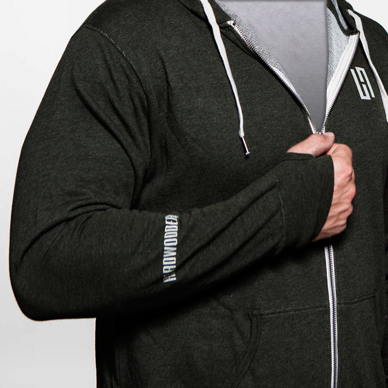 HardWodder Hoodie Black Indy With Thumb Holes Side View