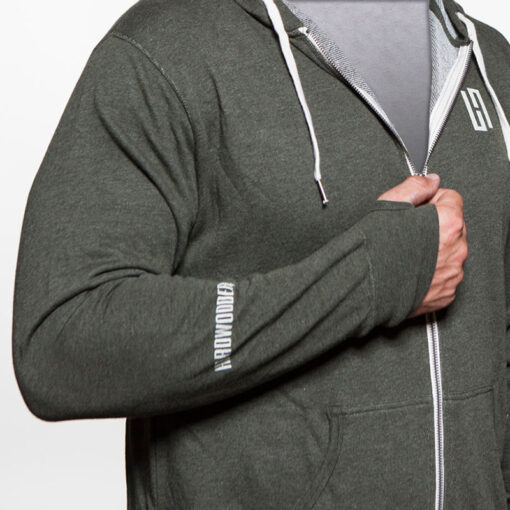 HardWodder Hoodie Green Indy With Thumb Holes Side View