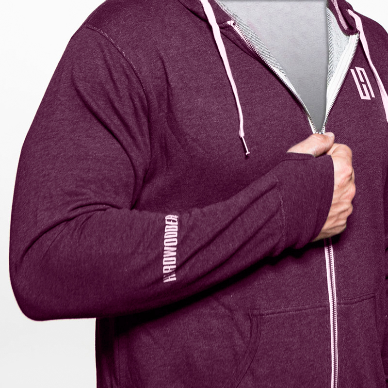 HardWodder Hoodie Wine Indy With Thumb Holes Side View